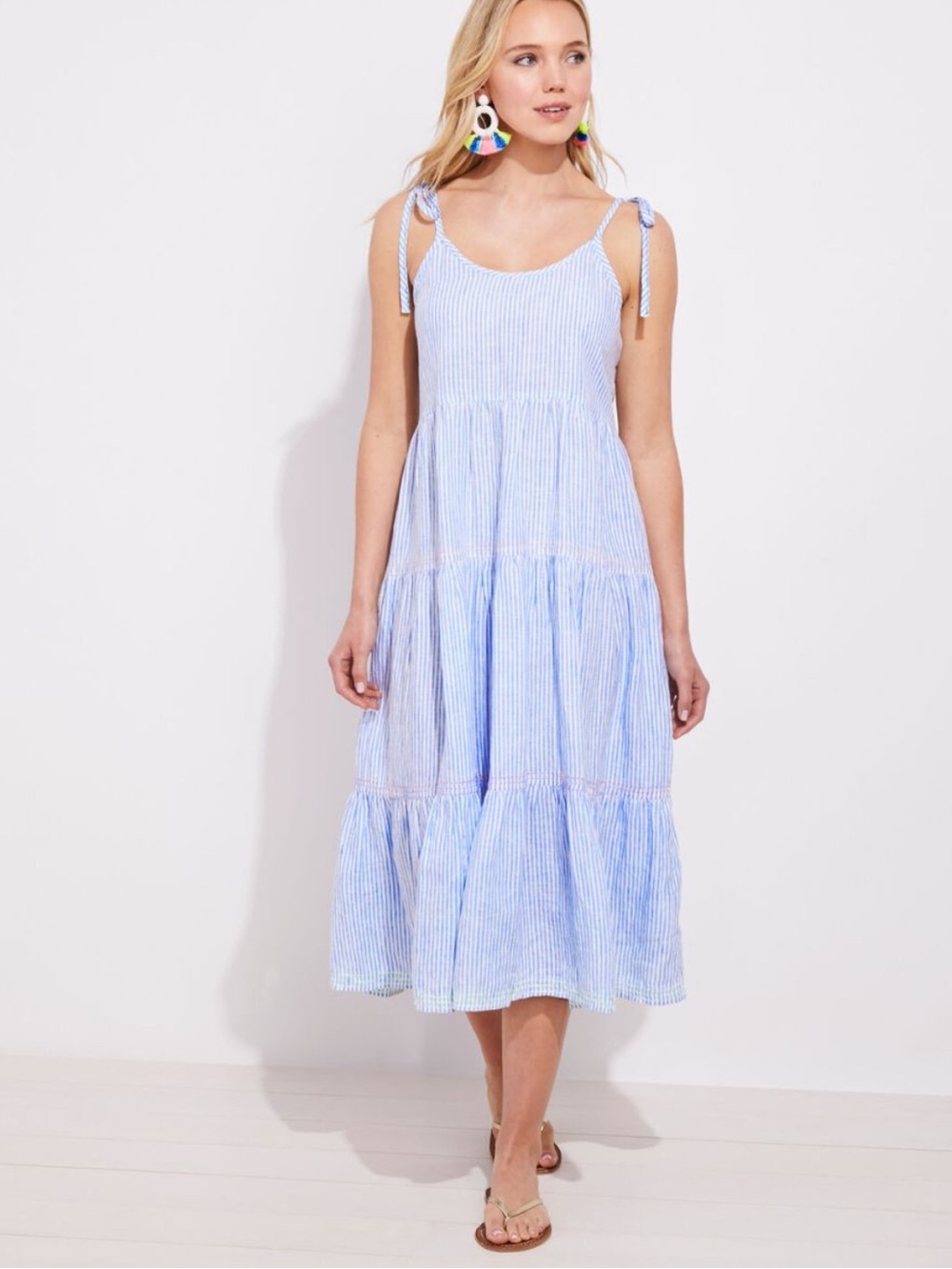 Vineyard Vines Linen Neon Pop Stitch Dress - size XS